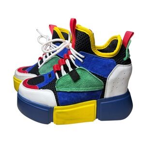 VNTG Vibe Anthony Wang Patchwork Chunky Wedges Size 38 Cyber Maximalist Platform